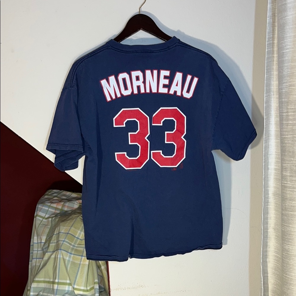 Morneau 33 MN Twins Navy Blue T-Shirt with Red Accents MLB